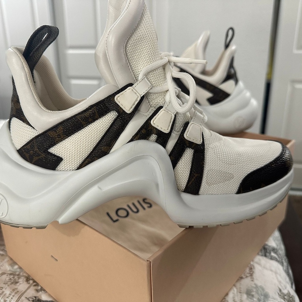 Louis Vuitton Cream and Brown Athletic Shoes